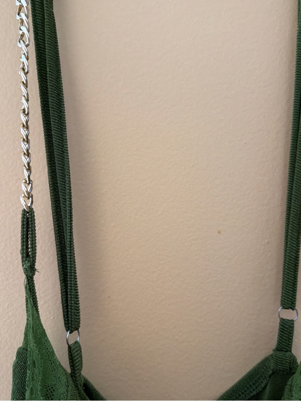 Cider Olive Green Velvet Jumpsuit with Gold Chain Straps - Picture 6 of 9